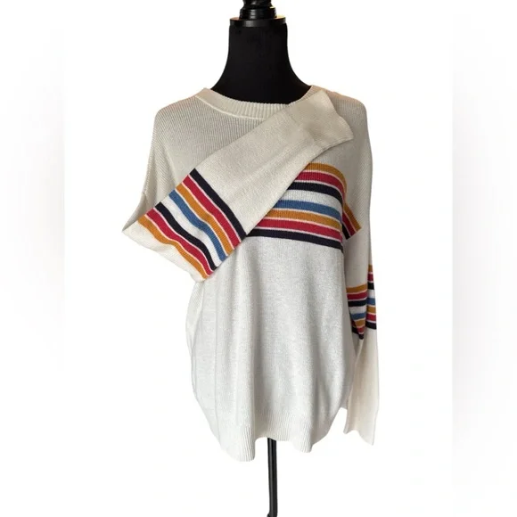 American Eagle Retro Stripe Crew Neck Sweater - Cozy Cotton Blend - Size S - Picture 6 of 9